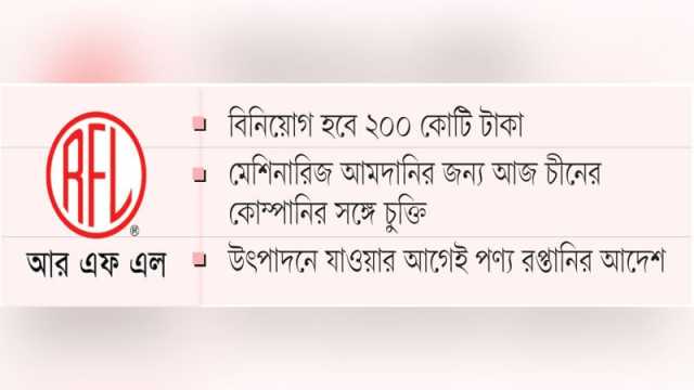 শতভাগ রপ্তানিমুখী প্লাস্টিকপণ্য উৎপাদনে যাচ্ছে আরএফএল