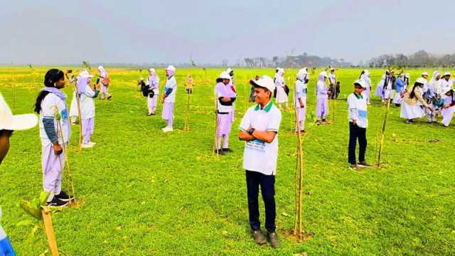 টাঙ্গুয়ার হাওরে ৪০ হাজার হিজলের চারা রোপণ শিক্ষার্থীদের