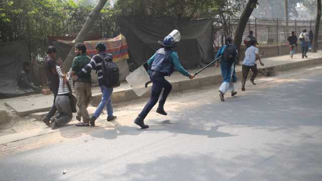 আদিবাসী শিক্ষার্থীদের ওপর হামলার প্রতিবাদ মিছিলে পুলিশের লাঠিচার্জ